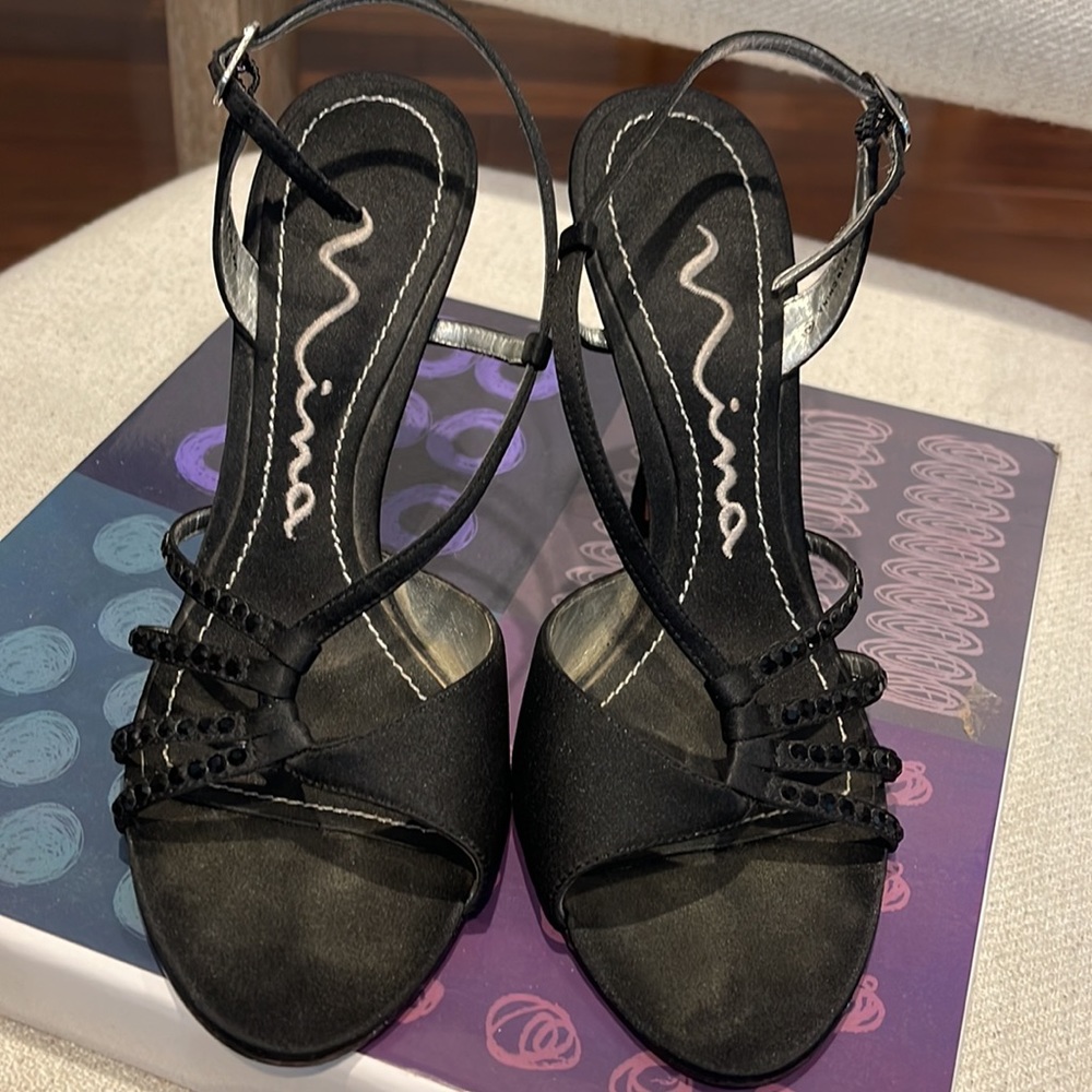 Satin black heels
